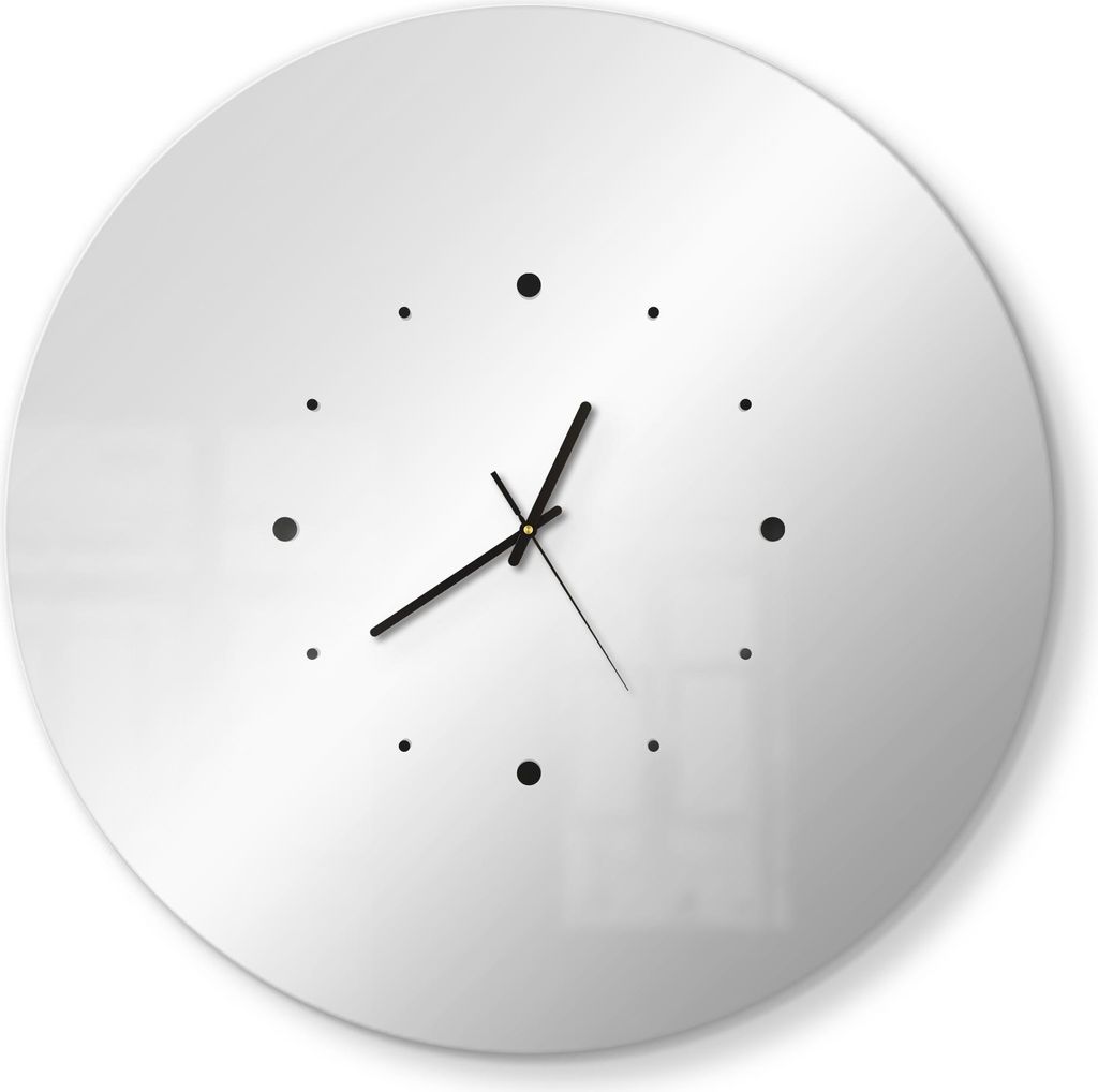DEQORI Spiegeluhr rund Ø 60 cm, Gepunktet Wanduhr Uhr modern Deko Spiegel XXL