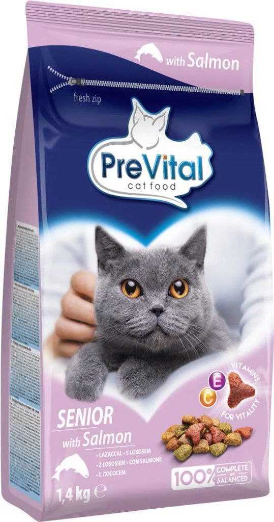PREVITAL Lachs Senior Trockenfutter für Katzen 14kg