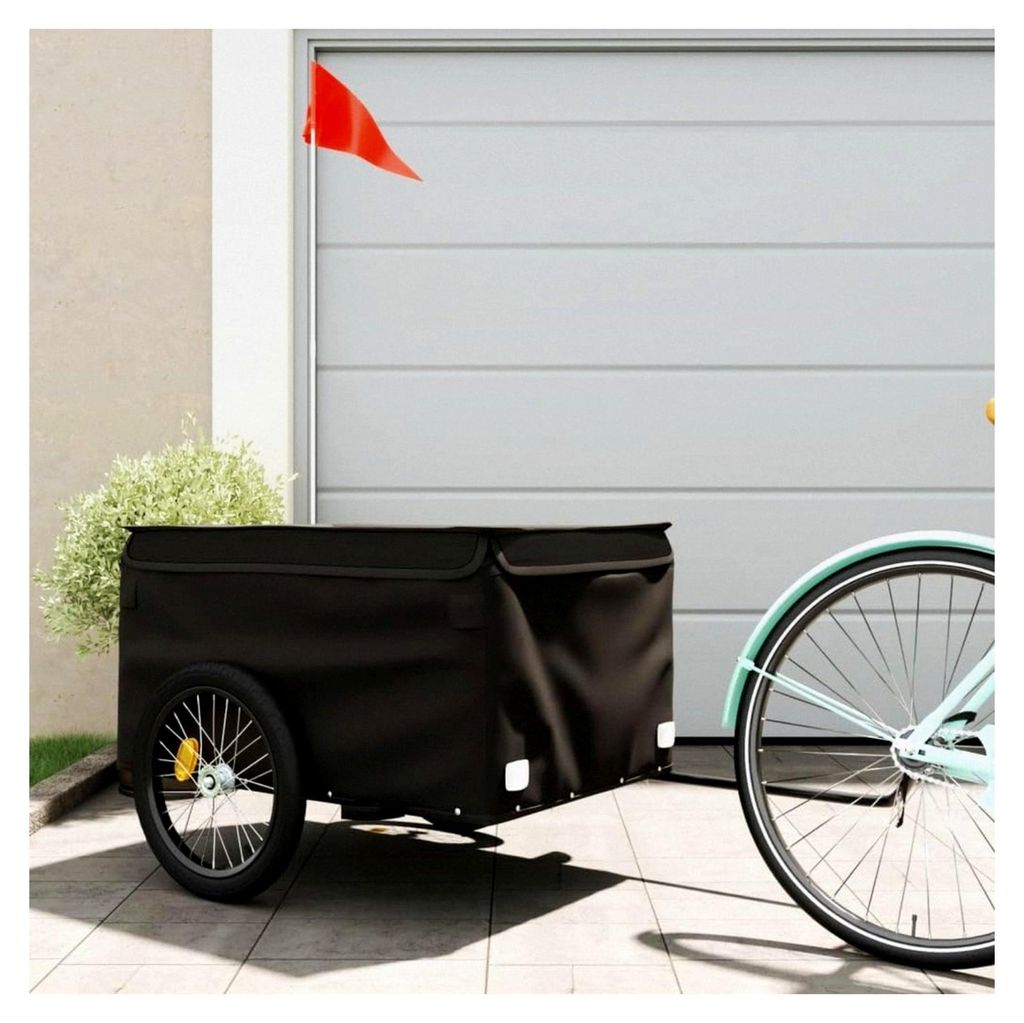 Fahrradanhänger Schwarz 45 kg aus Eisen