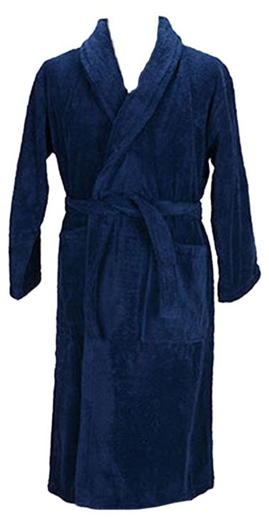 ARTG - Morgenmantel für Herren/Damen Uni, Schalkragen LT5006 (S-M) (Dunkelblau)