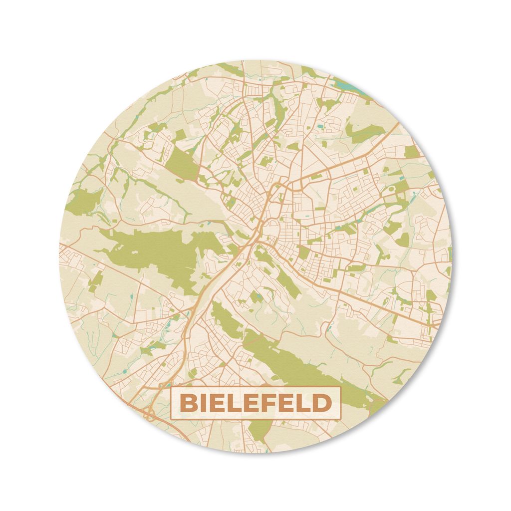 MuchoWow Mauspad Mousepad Karte - Stadtplan - Vintage - Bielefeld - Karte 30x30 cm - Mousepads - Maus Mat - Pad - Mausunterlage - Tischunterlage ...