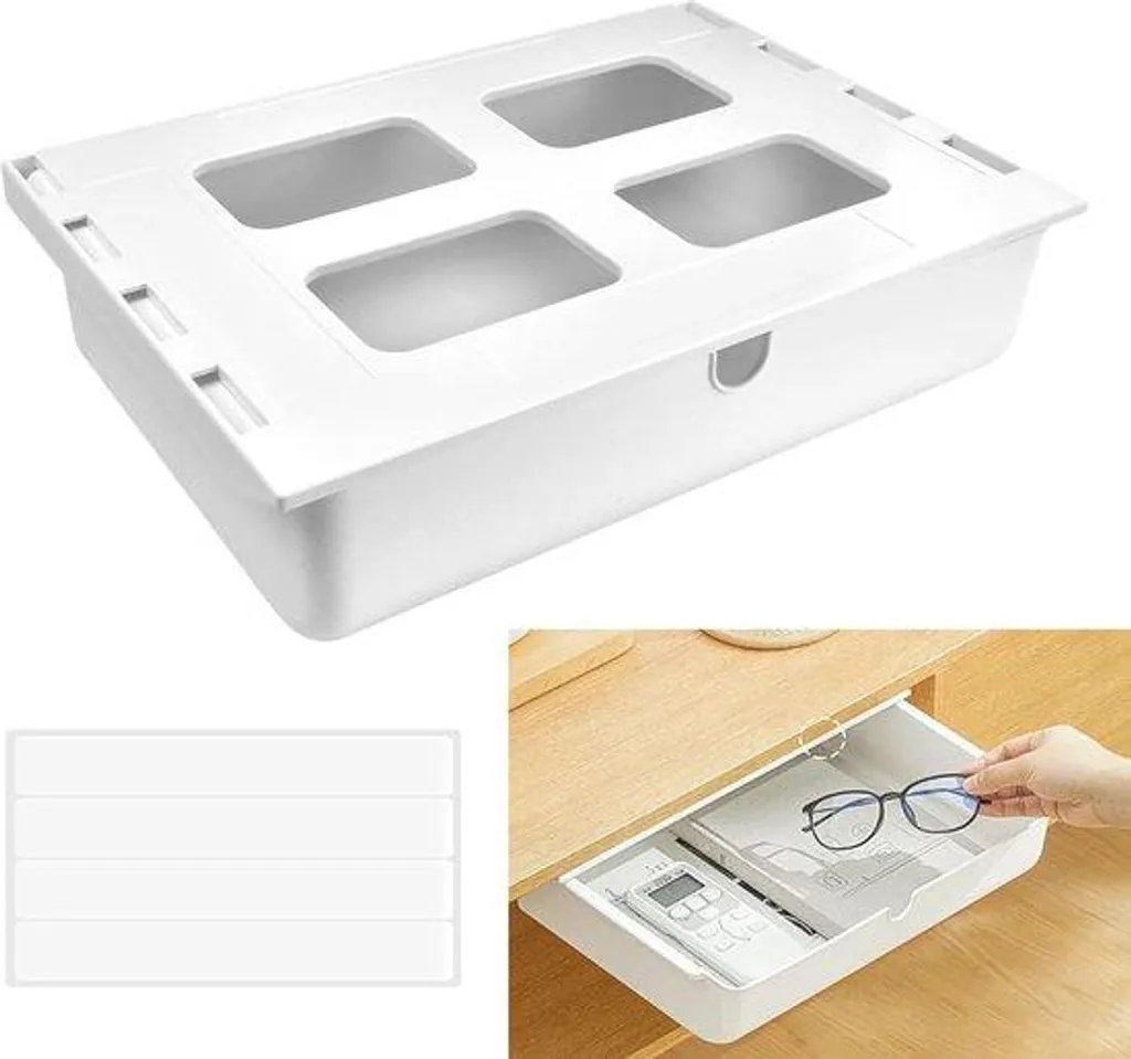 Tiroir de rangement sous bureau blanc discret module amovible PVC