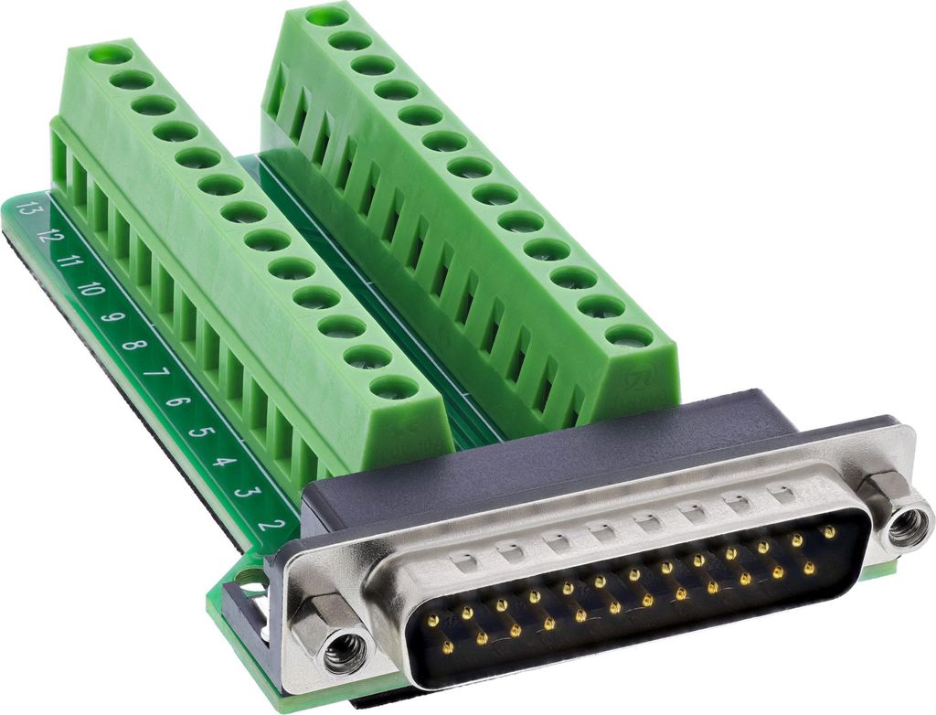 InLine D-Sub 25 Terminalblock, Stecker, 2-reihig, Schraubklemme