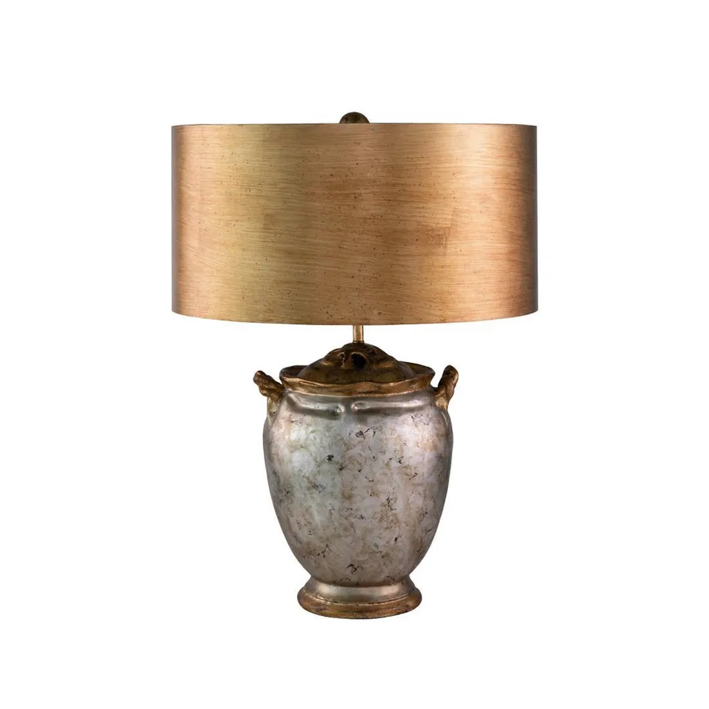 Lampe de table Jackson argent et or Flambeau résine E27 61cm x 40cm
