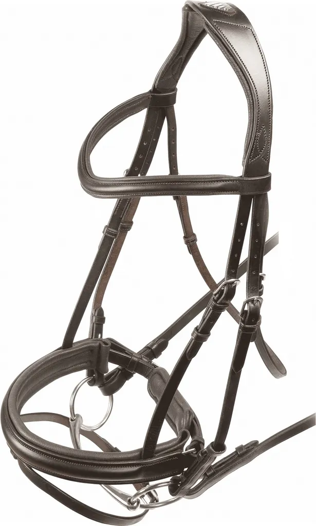 Équipement de dressage Velociti : Bridon cuir XFull marron pour cheval