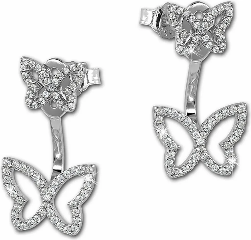 Bijou d'Oreille Papillon Argent 925 Idéal pour Mariage et Soirée