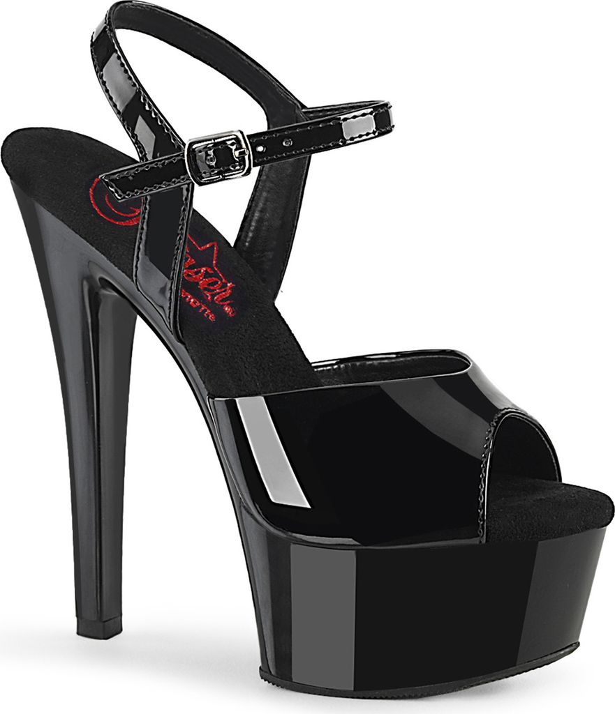 GLEAM-609 Damen Sandale von Pleaser, Schwarz Lack , EU 40, Produktbild 