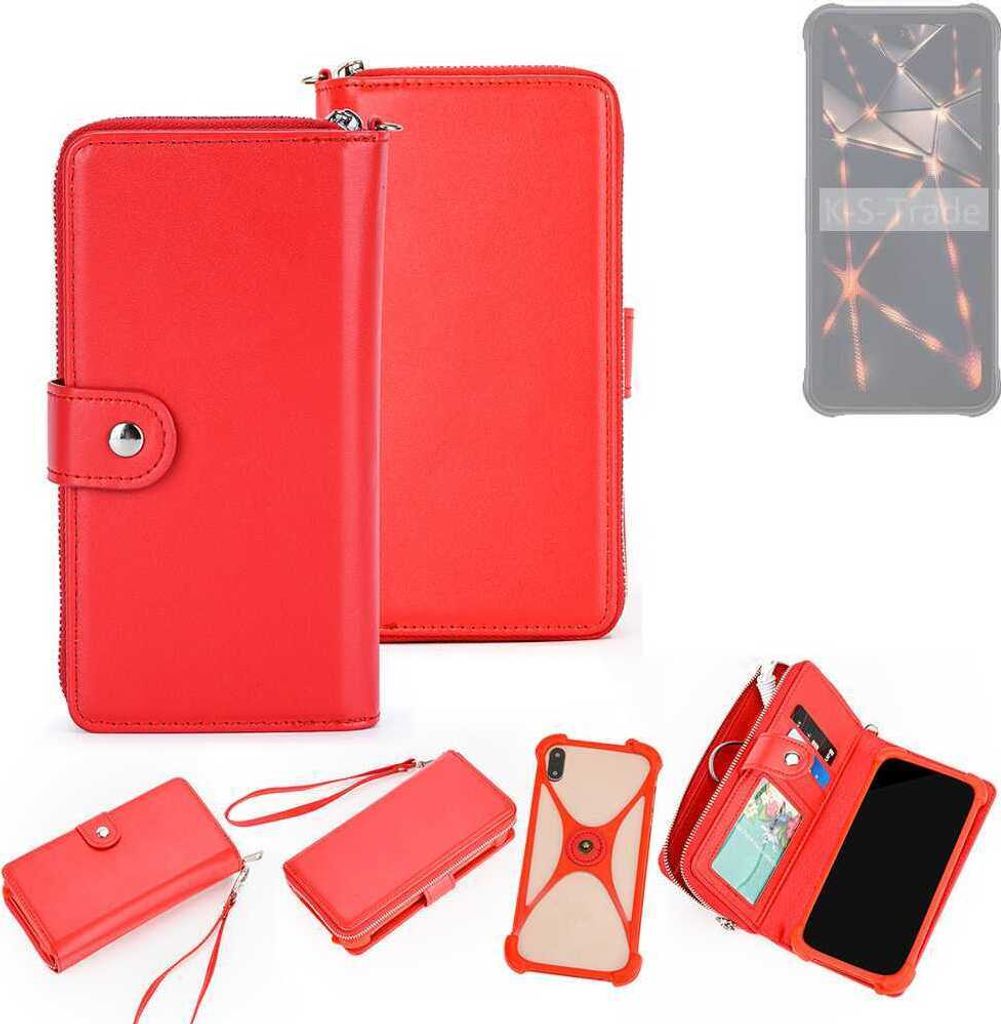 K-S-Trade 2in1 Schutzhülle Portemonnee Handyhülle mit Bumper kompatibel mit Cubot KingKong Power Hülle Case Etui Geldbörse Smartphone rot (1x)