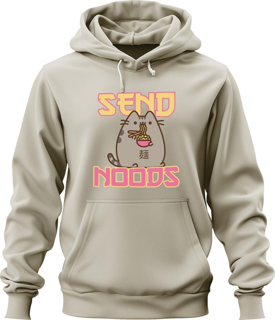 SEND NOODS Katze Nudeln Ramen Kawaii Lustig Geschenk süß Freundin Uni Hoodie Kapuzenpullover, Natur, XXL