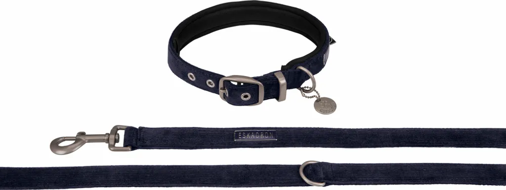 Eskadron Hunde Set Cord Navy Taglia S - Collare e Guinzaglio Elegante