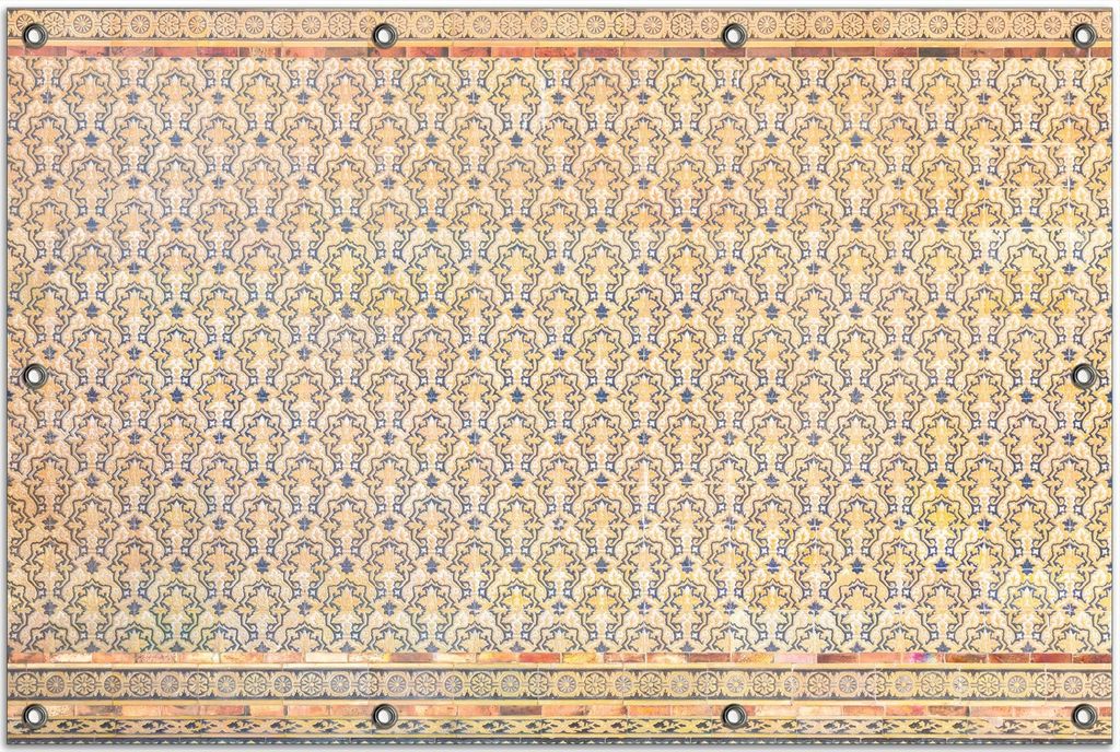 Wallario Outdoor-Poster für Garten oder Balkon, Motiv Gotisch gemusterte Fliesen, in ca. 80 x 120 cm