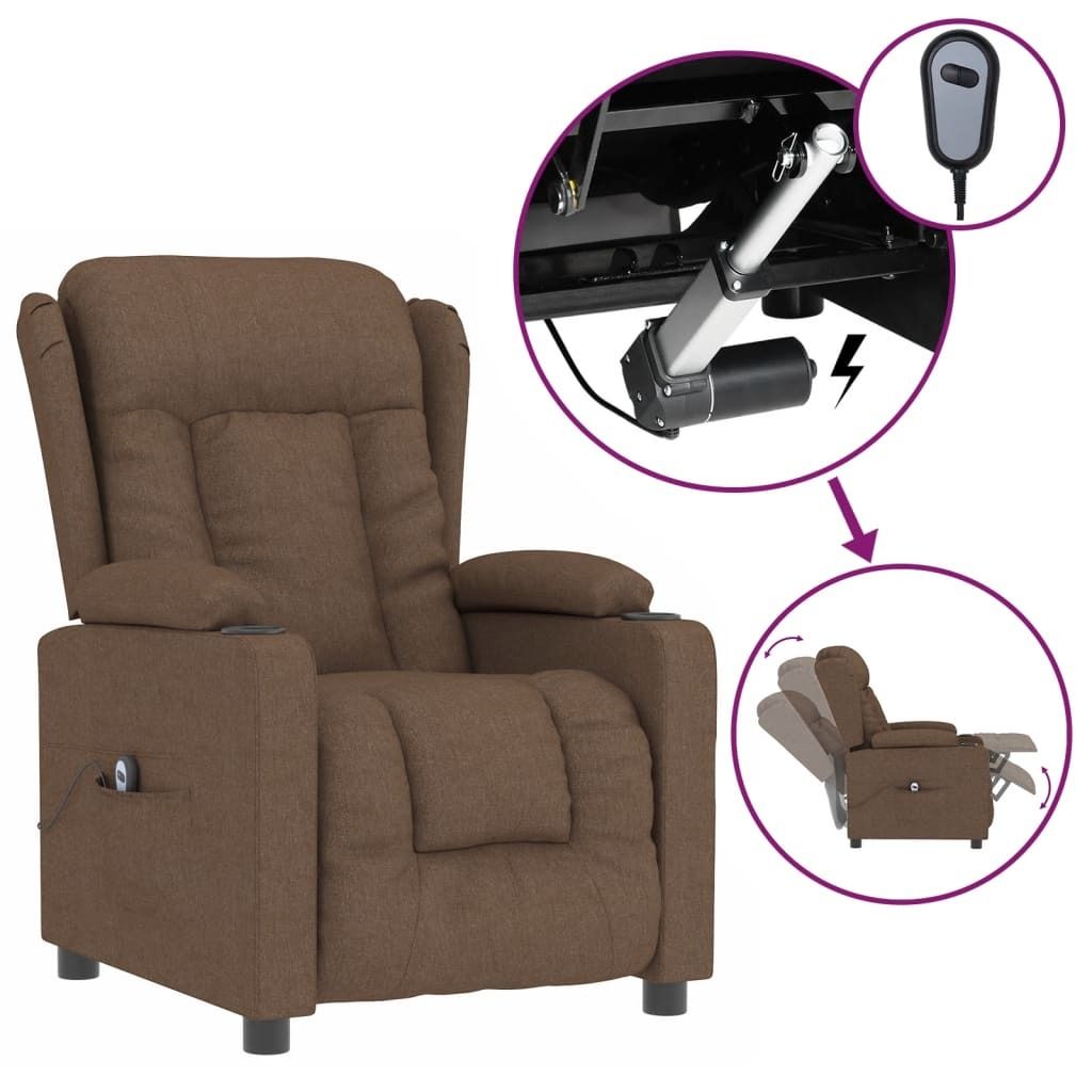 vidaXL Relaxsessel Elektrisch Braun Stoff