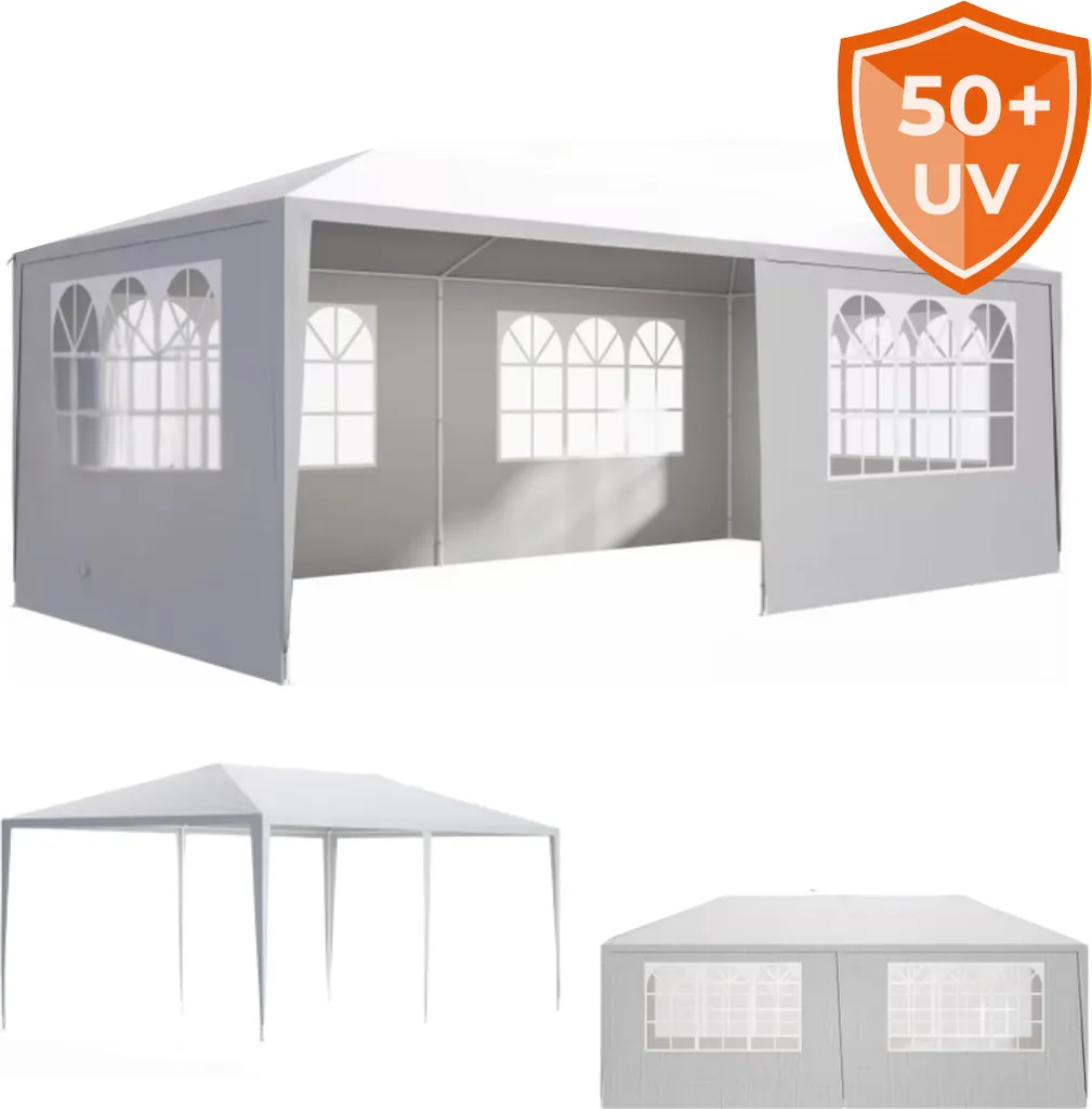 Tente de réception NEAPOL 3x6m blanc - Chapiteau de jardin robuste