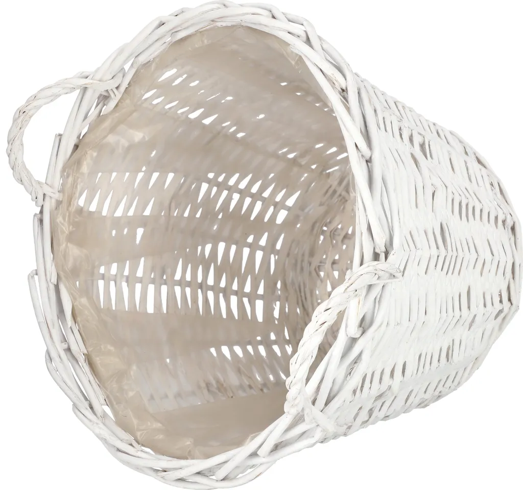 Panier Plante Intérieur Osier 38 cm Cache Pot Décoratif Blanc Rond