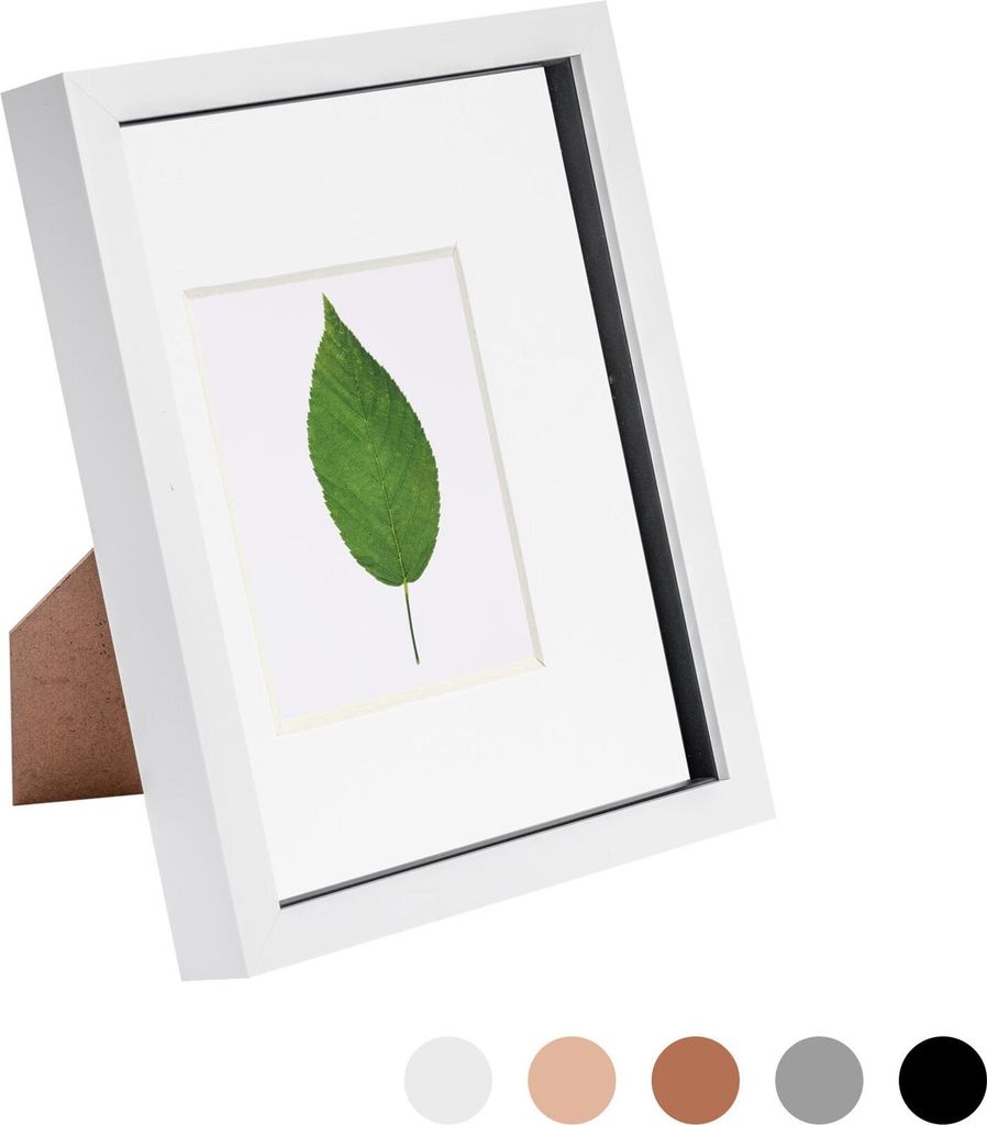 Nicola Spring 8 x 10 3D-Schatten-Kasten-Foto-Rahmen - Pop-up-Anzeige Bilderrahmen mit 4 x 6 Montage - Glas Aperture - Weiß