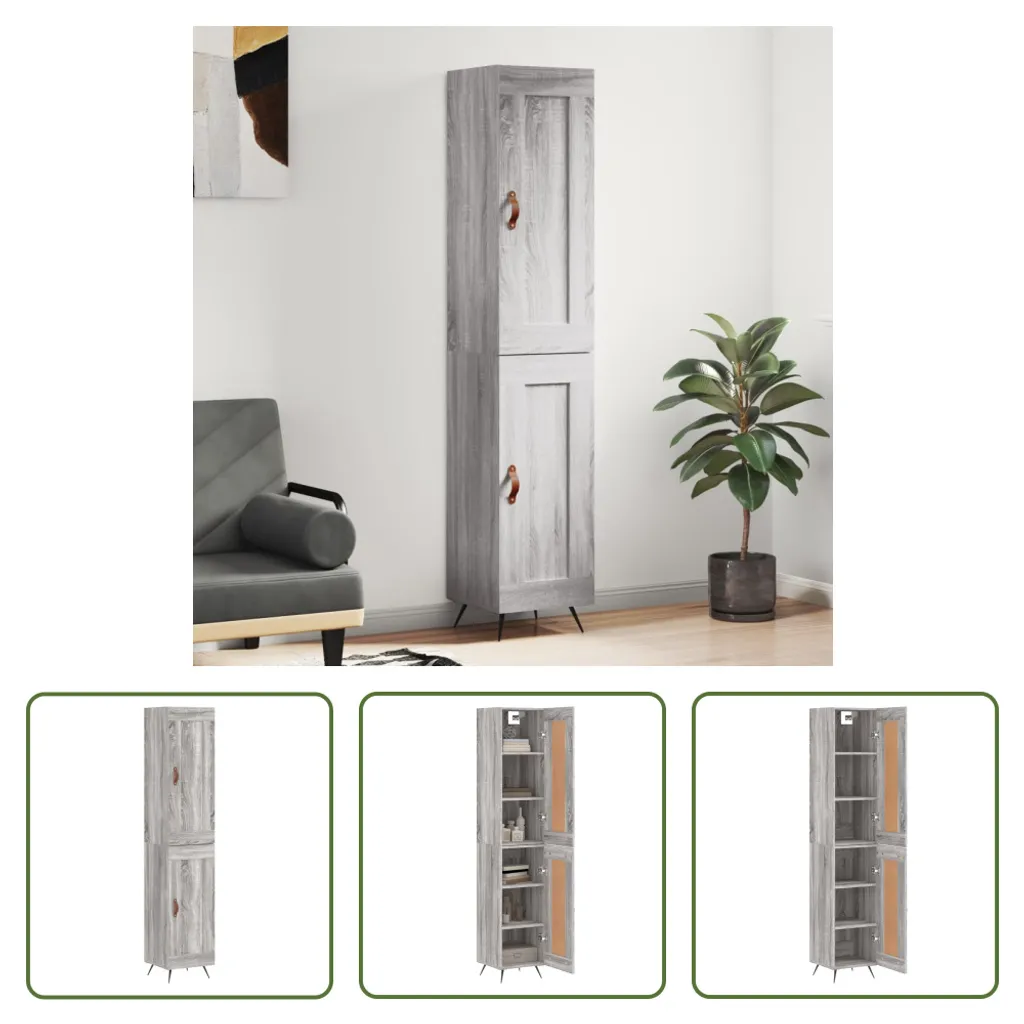 Mobile Colonna Grigio Sonoma 34x180 | Credenza Stretta per Piccoli Spazi