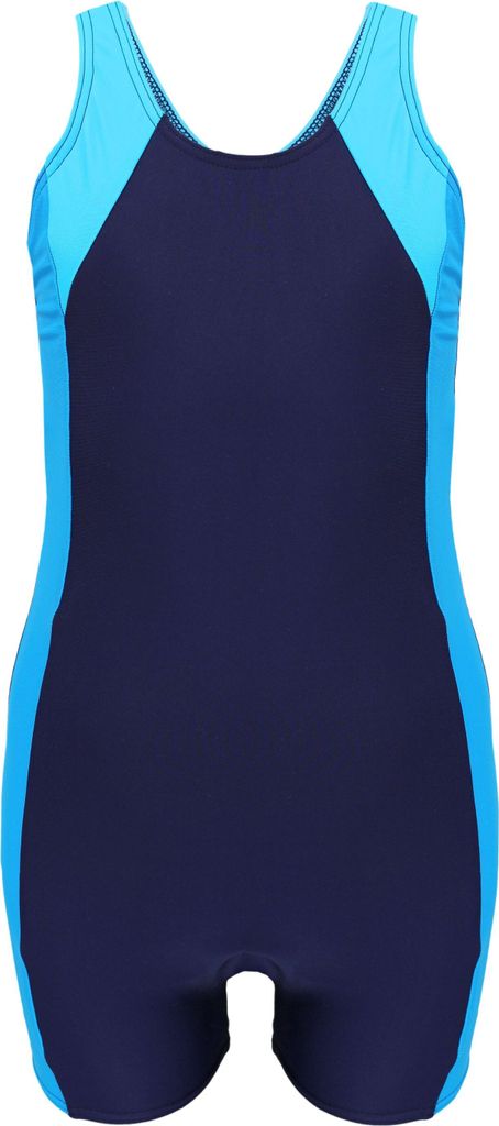 Aquarti Mädchen Badeanzug mit Bein Ringerrücken, Farbe: Dunkelblau / Türkis / Himmelblau, Größe: 164