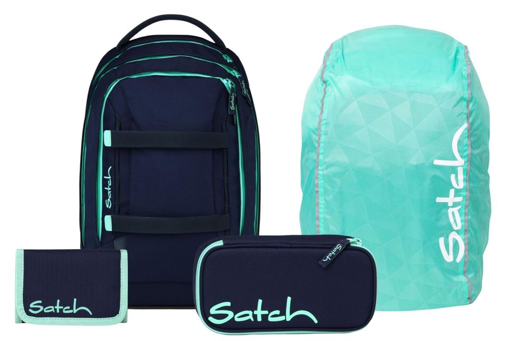 Satch, Schulrucksack-Set PACK Ocean Mint 4-teilig, ab 5. Klasse