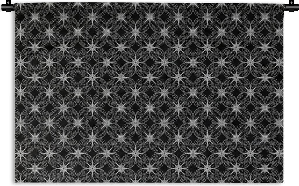 MuchoWow Wandteppich Wandbehang Kompass - Muster - Schwarz und Weiß 150x100 cm Tapisserie Dekoration Wandtuch - Waschbar - Tapisserien - Wand-Decke