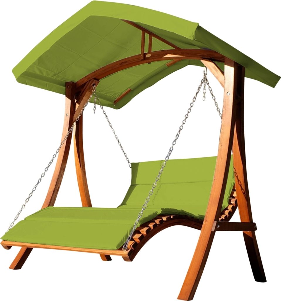 ALEOS. Design Doppelliege Hollywoodliege Hollywoodschaukel Gartenschaukel ARUBA GRÜN Holz Lärche mit Dach