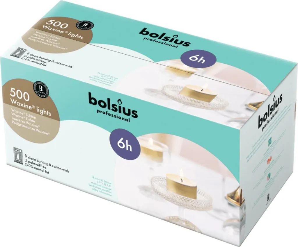 Bougies chauffe-plat Bolsius 16/38 à combustion stable - 500 ex