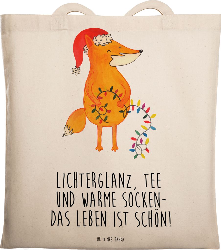 Mr. & Mrs. Panda Schultasche Fuchs Weihnachten - Transparent - Geschenk, Einkaufstasche, Nikolaus, Tote Bag, Winter, Tasche, Heiligabend, Beutel, W...
