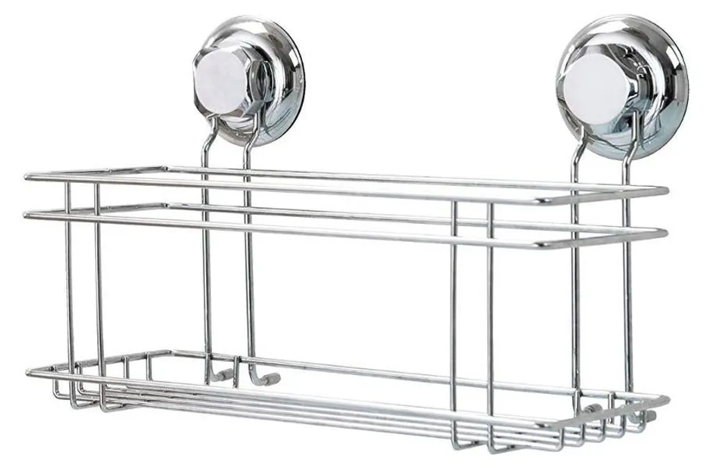 Support de stockage avec ventouse 30 cm en acier argenté - Rangement Mural