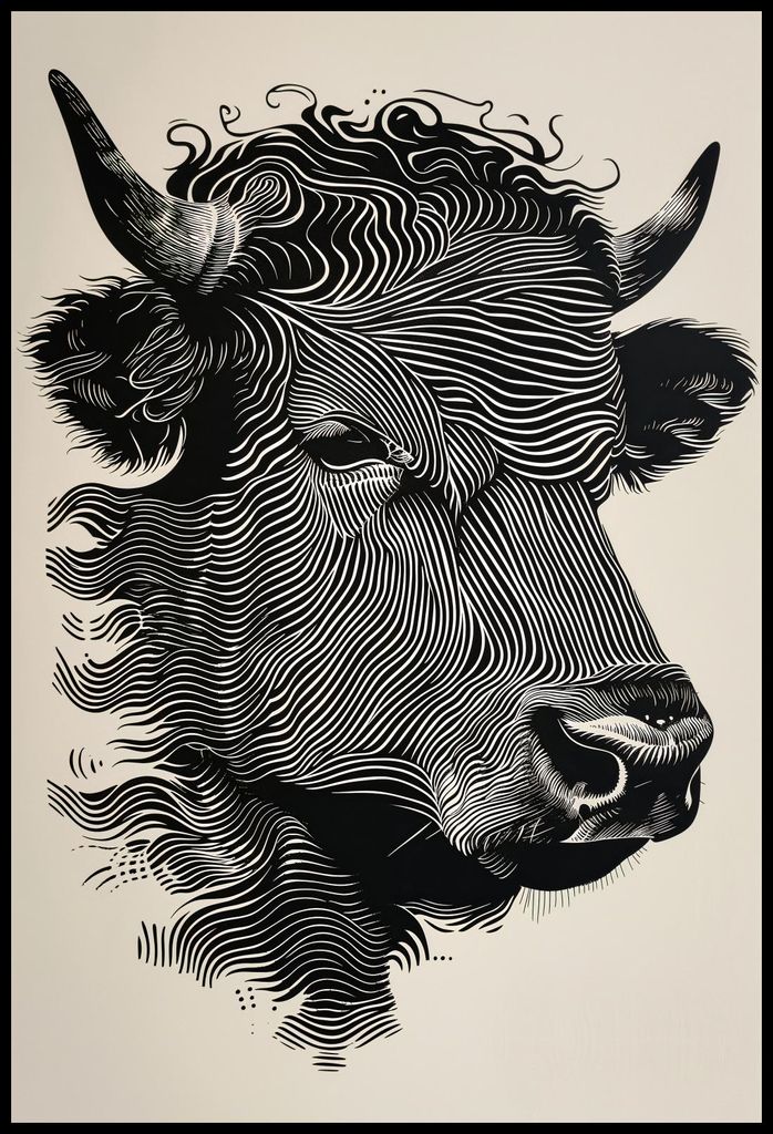 Plakat 67,5x100cm Stier in Leuchtenden Farben