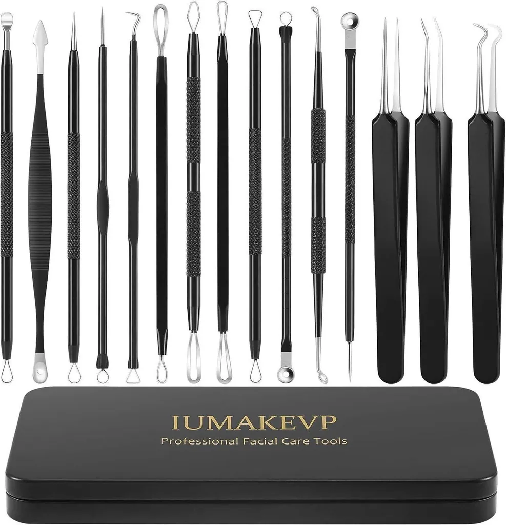 Kit Estrazione Comedoni 15 Pezzi - Trattamento Acne Acciaio Inox