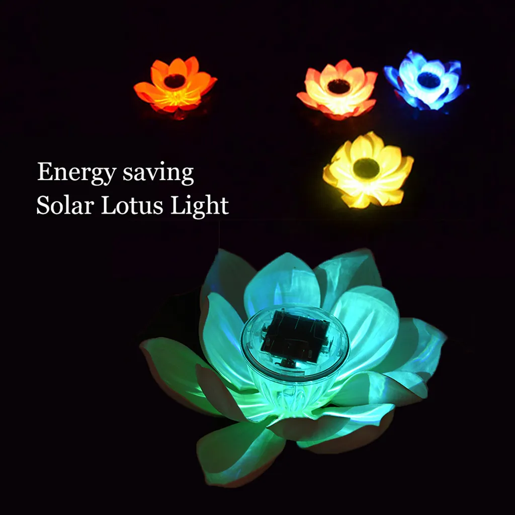 Lampe flottante solaire LED Lotus étanche IP68 décorative blanc et couleur