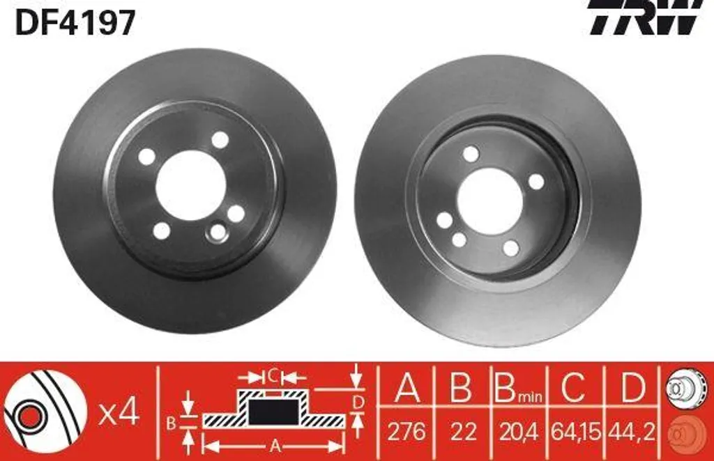 Disque de frein avant ventilé TRW pour modèles Mini One et Cooper