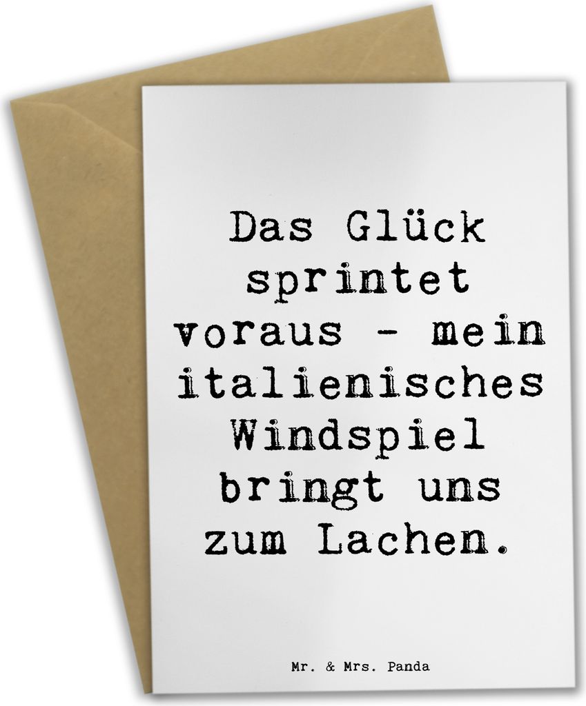 Mr. & Mrs. Panda Klappkarte Spruch Italienisches Windspiel Glück - Weiß - Geschenk, Hunderassen Charakter, Lächeln, Zitat, Hunderasse, intellige...