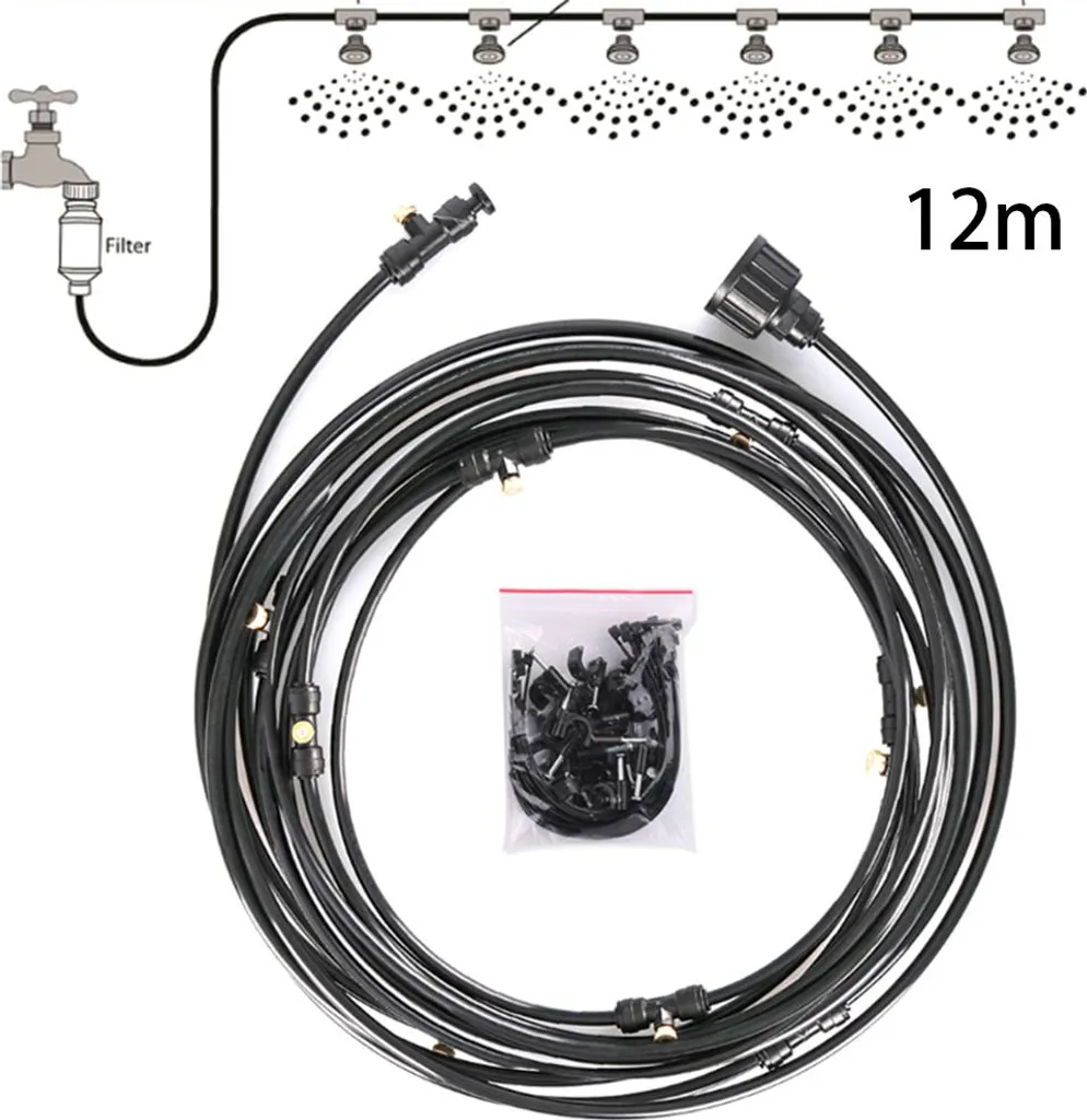 Kit d'arrosage extensible 15m avec buse de précision et tuyau léger vert