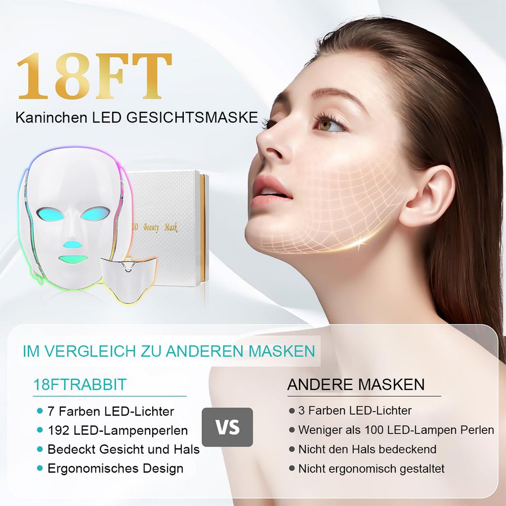 Kosmetikbehandlungsgerät 7 Farben LED-Maske Lichttherapie, Produktbild 7