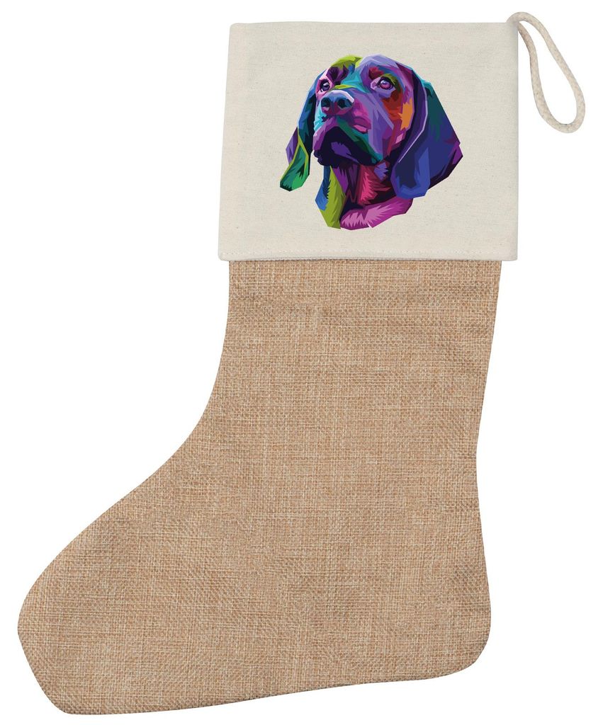 Huuraa Weihnachtsstrumpf Labrador Colorful Beige Jute Kaminstrumpf Geschenkidee