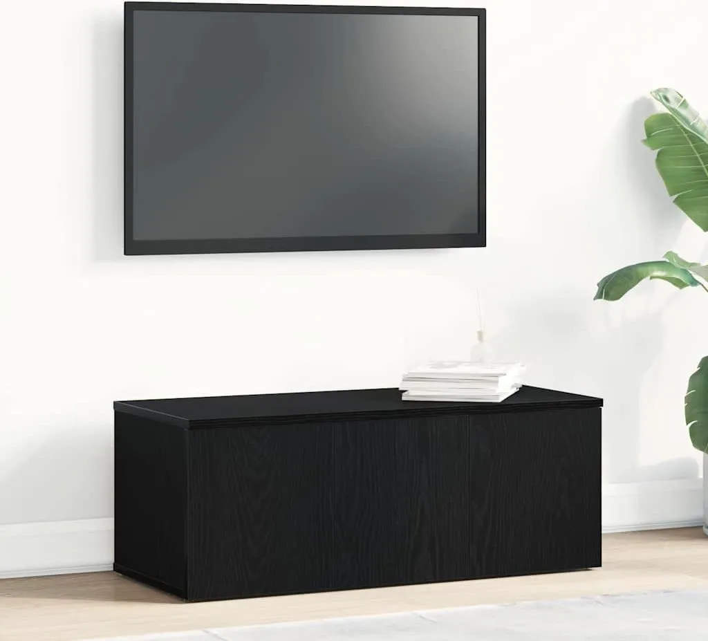 Mobile Porta TV Nero Effetto Rovere 80x34x30 cm | Design Maison Exclusive