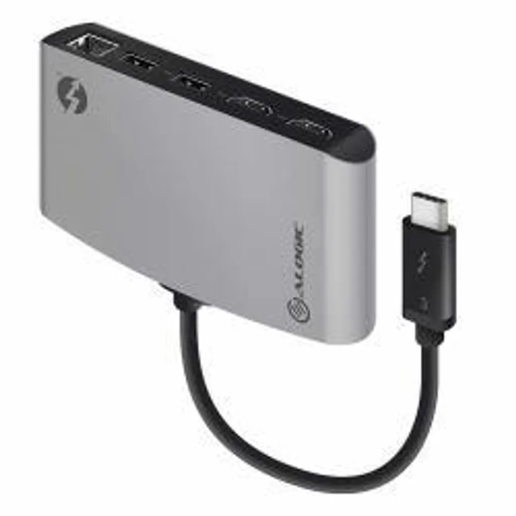 Alogic TB3D2HDPBL-SGR Docking Station Thunderbolt 3 Dual HDMI 4K Gris