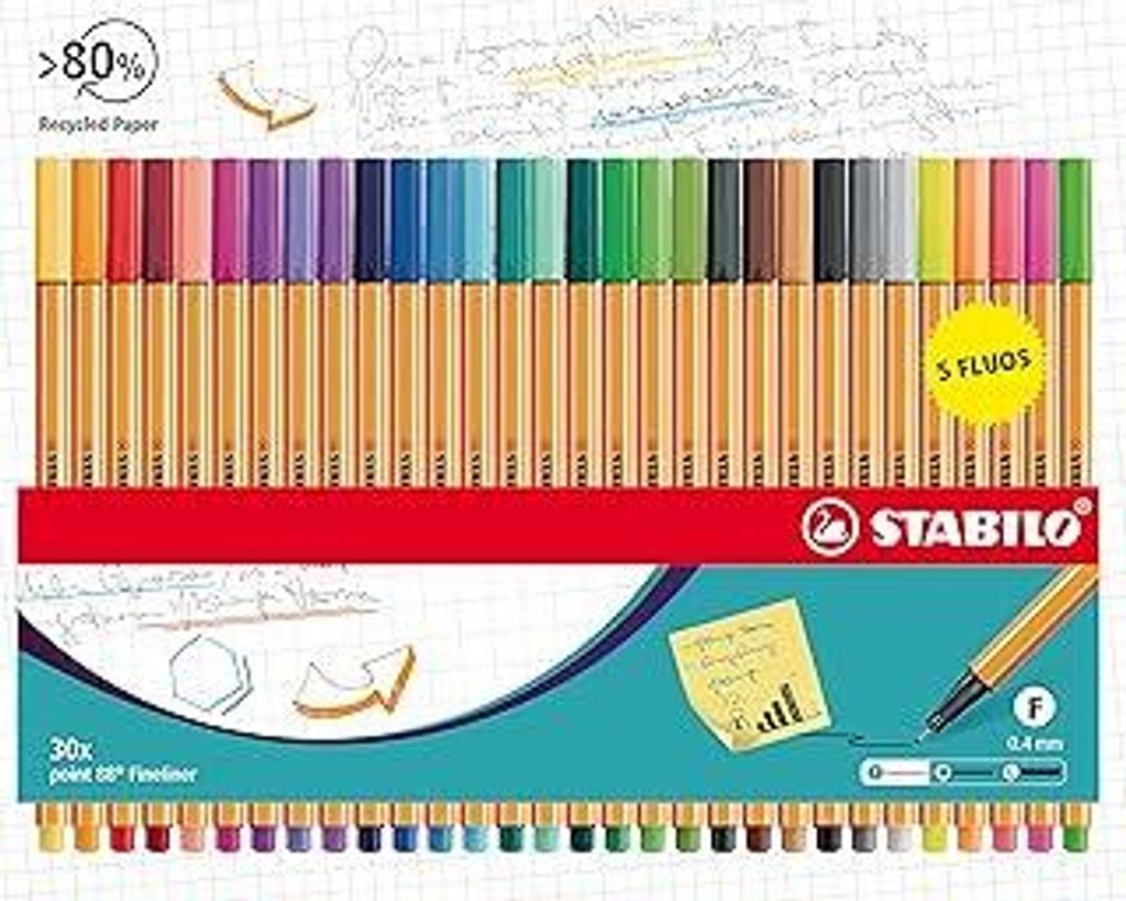 STABILO - Fineliner - point 88-30er Pack inkl. 5 Neonfarben