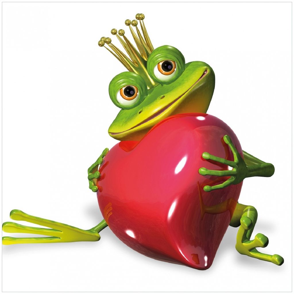 Wallario Memoboard Magnettafel aus Glas, Größe 50 x 50 cm, Motiv Verliebter Froschkönig mit großem Herz