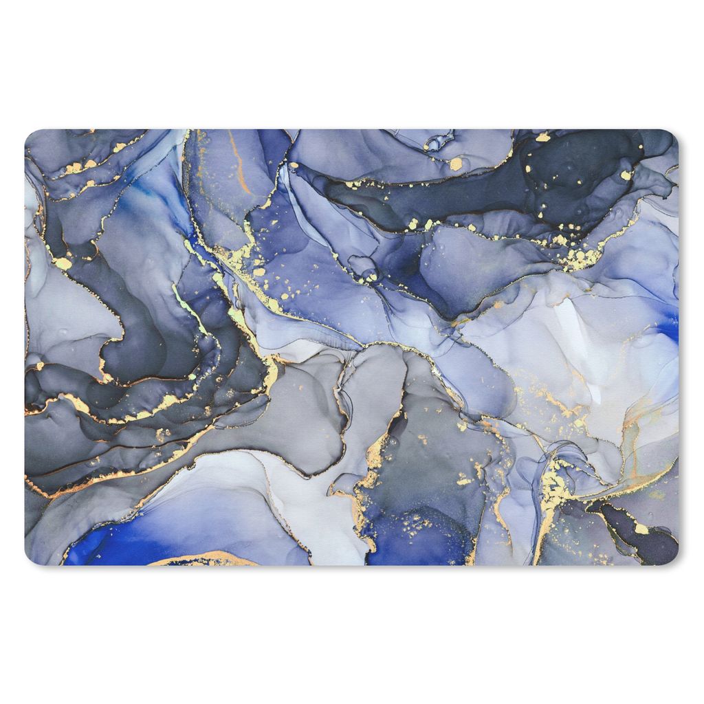 MuchoWow Mauspad Mousepad Marmor - Gold - Abstrakt - Blau 27x18 cm - Mousepads - Maus Mat - Pad - Mausunterlage - Büroartikel - Desk Matten