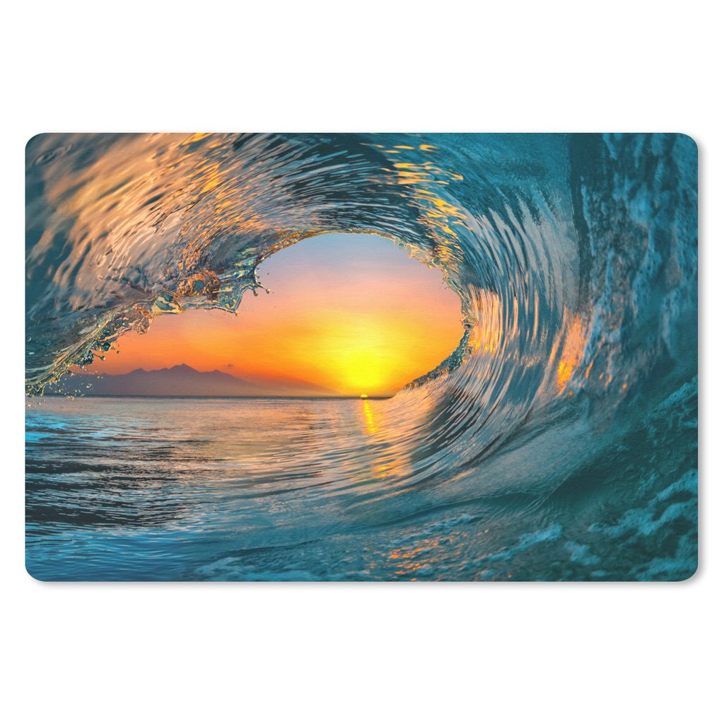 MuchoWow Mauspad Mousepad Sonnenuntergang - Wasser - Welle - Orange 27x18 cm - Mousepads - Maus Mat - Pad - Mausunterlage - Büroartikel - Desk M...