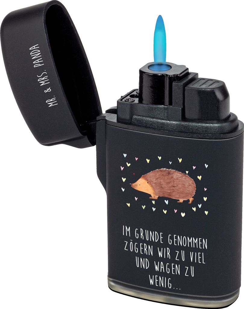 Mr. & Mrs. Panda sturmfeuerzeug Igel Herzen - Schwarz - Geschenk, Herz, Lustige Sprüche, Feuerzeug, Gasfeuerzeug, zigarettenanzünder, Feuerzeuge,...