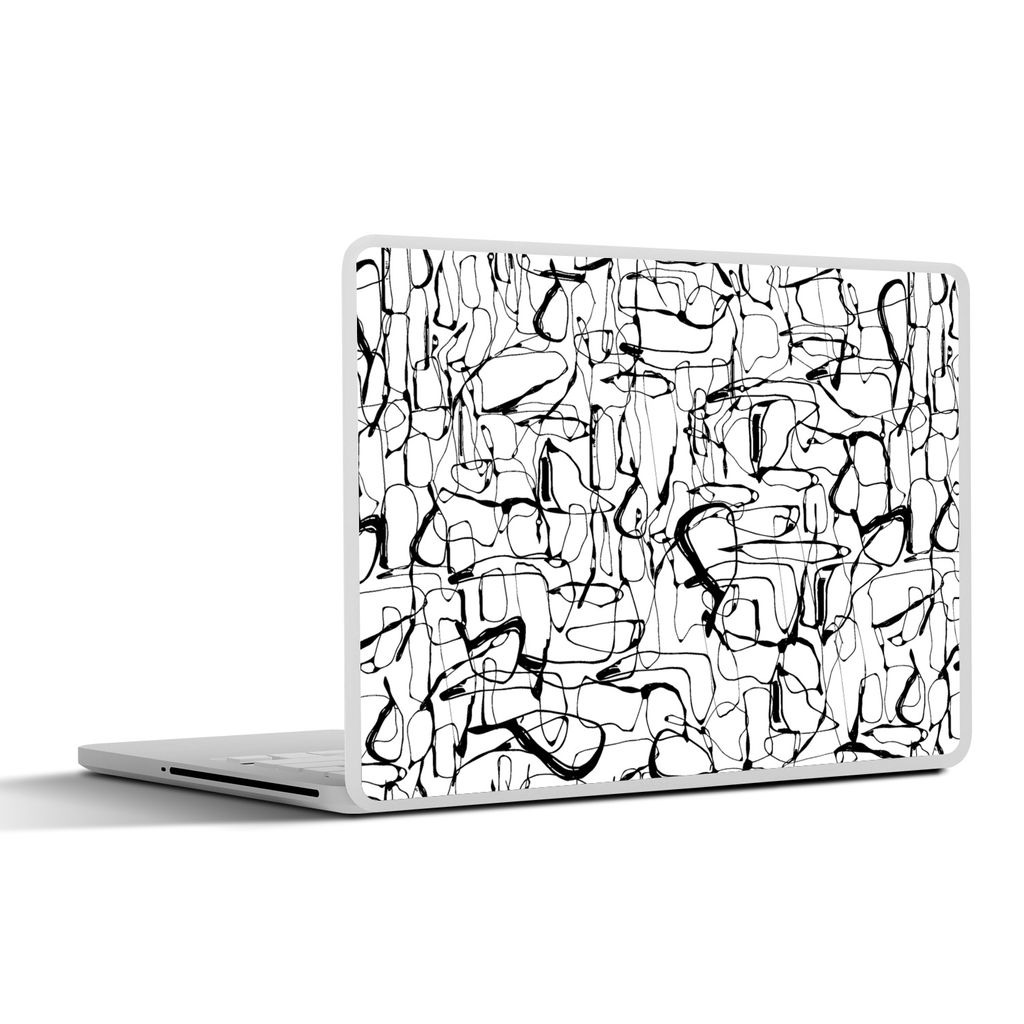 MuchoWow Laptop Aufkleber Sticker Cover Linienkunst - Abstrakt - Muster - Schwarz und Weiß 30x21 cm - Sticker für Laptop - Selbstklebend