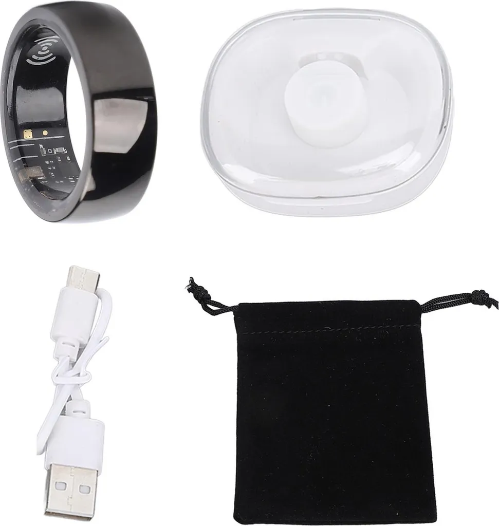 Anneau Connecté Fitness Tracker et Sommeil IP67 - Bague Intelligente Noire