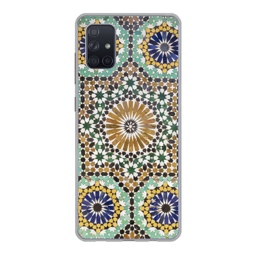 MuchoWow Handyhülle Schutzhülle Hülle für Samsung Galaxy A71 Eine Nahaufnahme eines marokkanischen Mosaiks Silikon Softcase Handy Hülle - Ka...