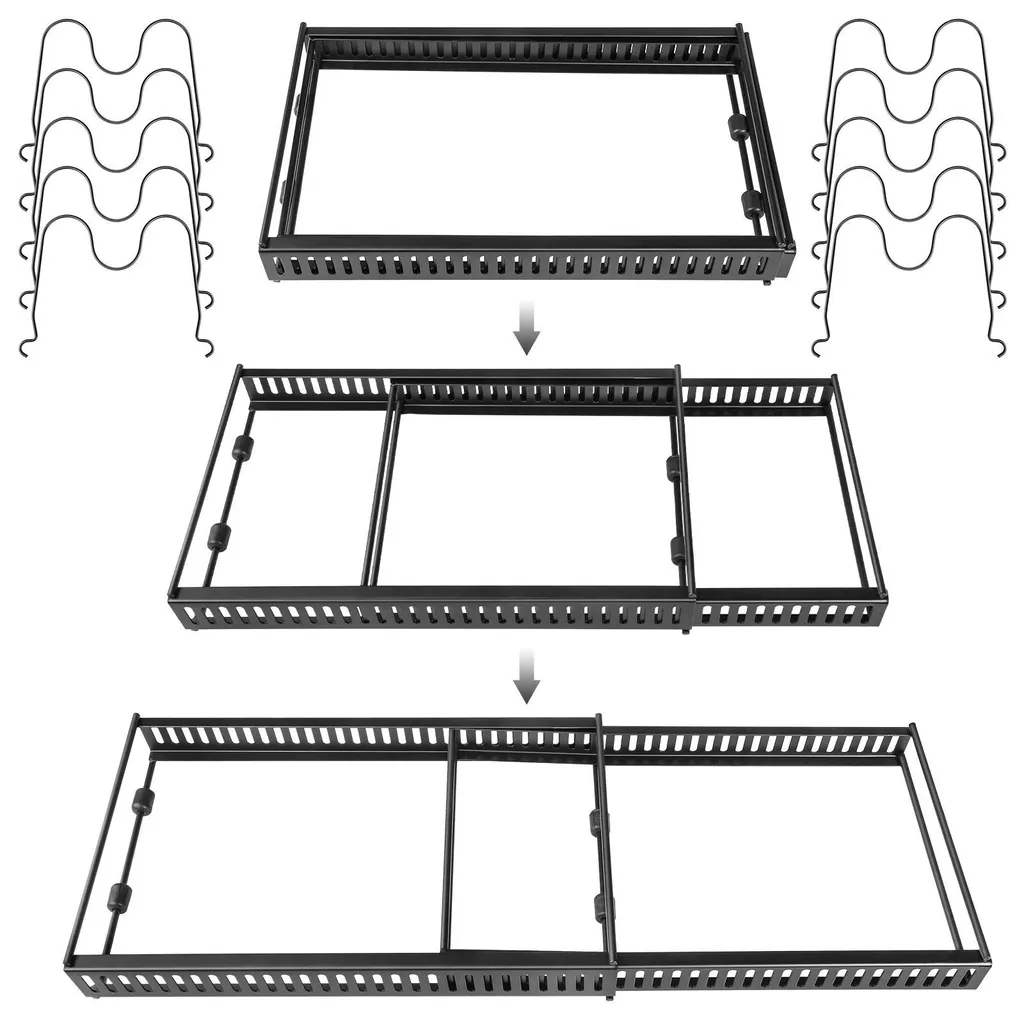 Support couvercles de casseroles réglable noir 10 compartiments en fer
