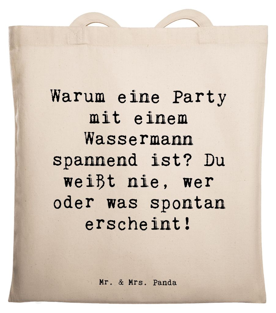 Mr. & Mrs. Panda Schultasche Spruch Wassermann Party - Transparent - Geschenk, Einzigartig, Spannung, Geschenke Sternzeichen, Jutebeutel, Charakter...