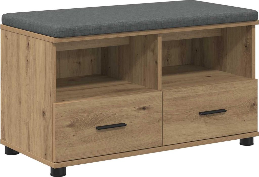 vidaXL Flurbank mit Kissen mit Regal Artisan-Eiche 80 x 38 x 46 cm