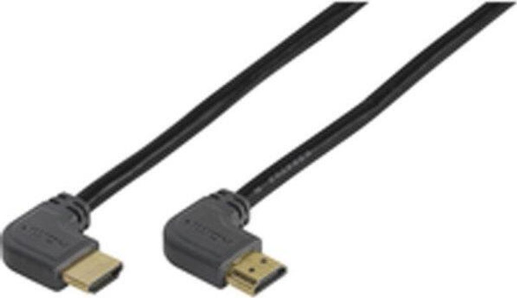 VIVanco Hochwertiges HDMI Kabel mit Winkeladapter, 4K Unterstützung, 3D, Audio Rückkanal, vergoldete Kontakte, 1,5m