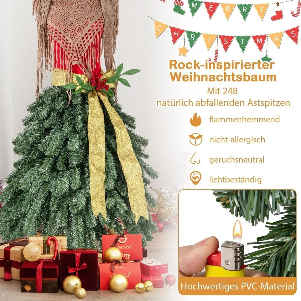 Sapin de Noël original avec buste de tailleur et décorations rouges - 4
